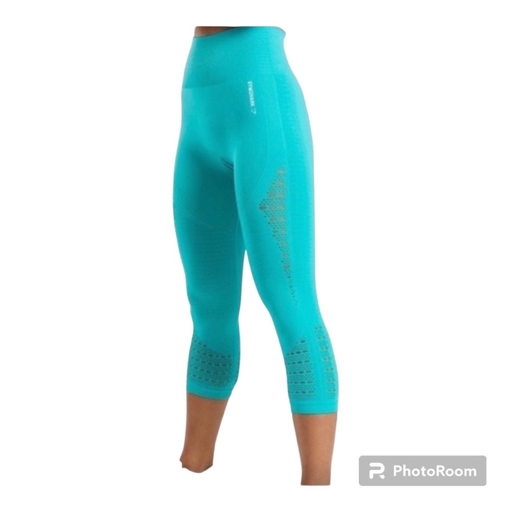 Gymshark energy seamless high waisted cropped leggings Blue